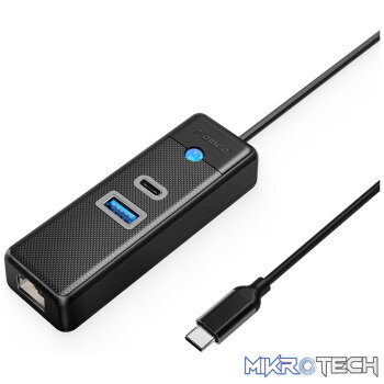 ORICO HUB TYPEC 3 PORT  W/ GBE 50CM BK