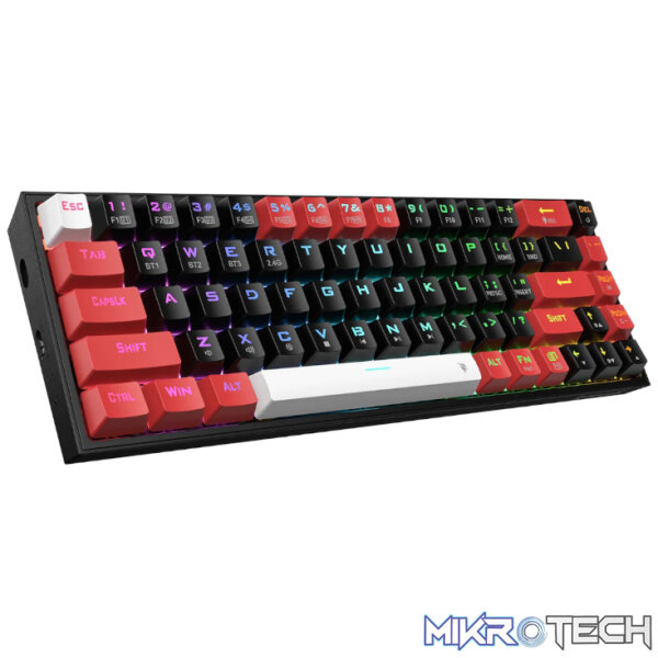REDRAGON Castor Pro 68Key Wireless Red|Black|White KeyCap Bluetooth RGB Red Switch - Black|Red - Image 2