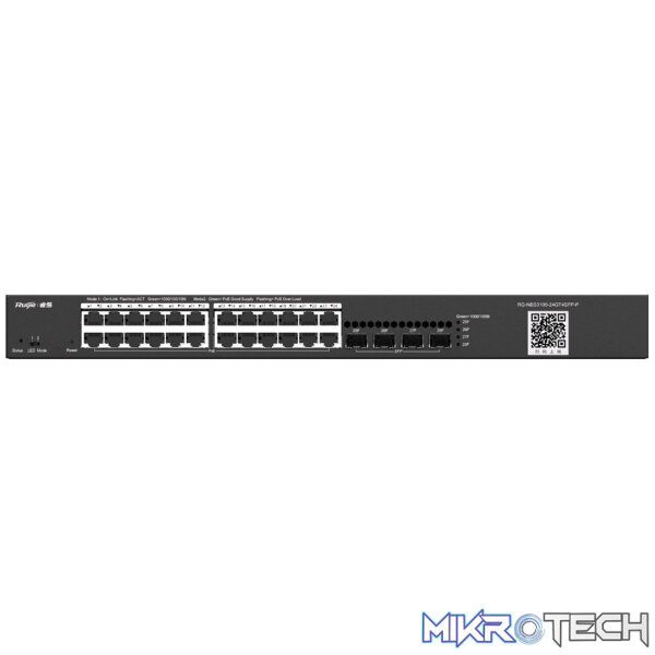 RG-NBS24P4S Reyee 24 Port Gigabit PoE 370W 4SFP Layer 2+ Smart Switch | RG-NBS3100-24GT4SFP-P - Image 1