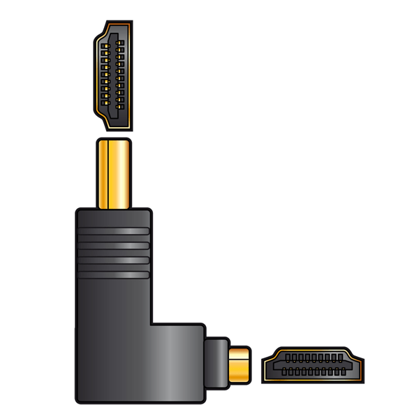Avlink  ADAP HDMI PLUG-HDMI SOCKET RIGHT ANGLE GOLD