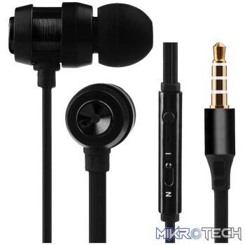 Volkano Alloy Series Earphones, with Mic - Solid Black