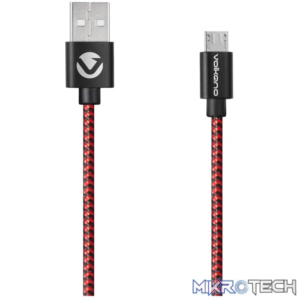 1 Volkano Braids Series Micro USB Cable - Black/Red - Image 1