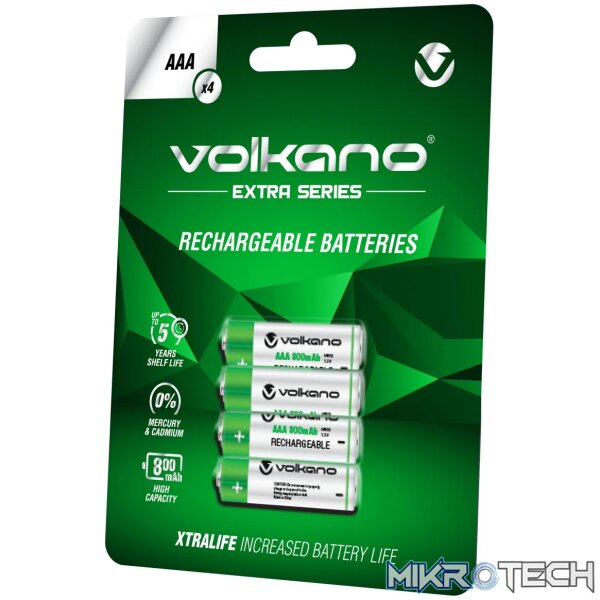1 Volkano Extra series Rechargeable Batteries AAA pack of 4 - Image 1