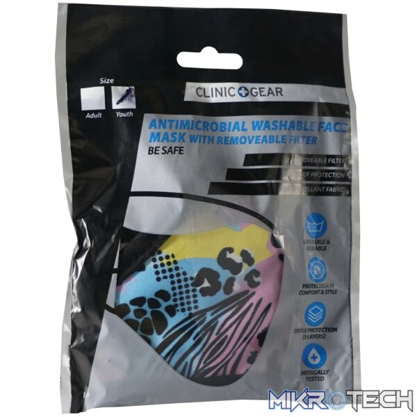 Anti-Microbial Printed Mask Girls Wild Print - Multi - Image 2