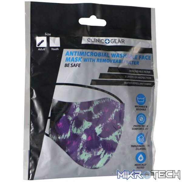1 Anti-Microbial Printed Mask Ladies Leopard Print - Image 1