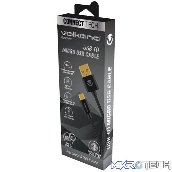 1 Volkano Micro series USB to Micro USB M/M cable 0.75m - Image 1