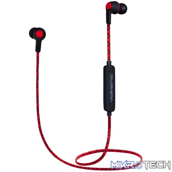 1 Volkano Moda- Nylon Bluetooth Earphones with Carry case-RD - Image 1
