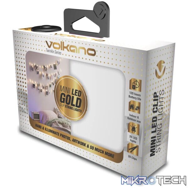1 Volkano Twinkle Series Mini LED Clip String Lights - Gold - Image 1