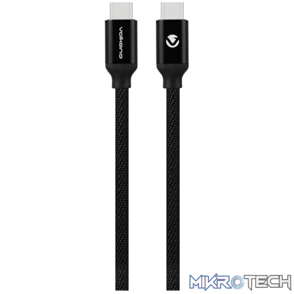 1 Volkano Weave series Type-C to Type-C cable, 1.2m 18W black - Image 1