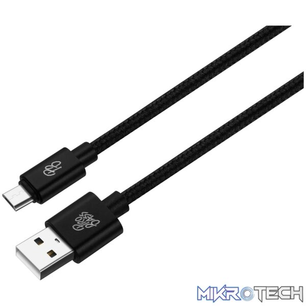 1 Pro Bass Braided series Micro USB cable black 1.5m - Image 1