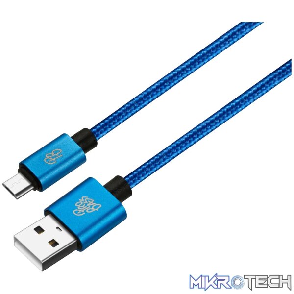 1 Pro Bass Braided series Micro USB cable blue 1.5m - Image 1