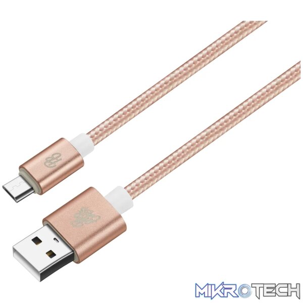 1 Pro Bass Braided series Micro USB cable pastel pink 1.5m - Image 1