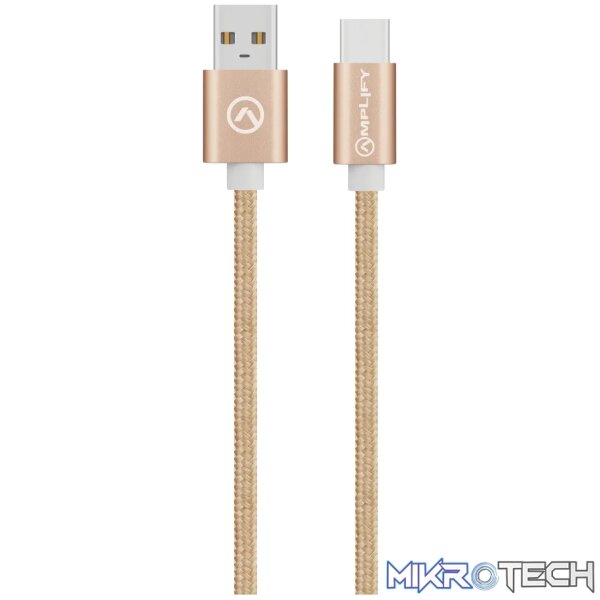 1 Amplify Linked series USB Type-C cable braided 2 meter Gold - Image 1