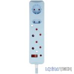 SWITCHED 4 Way Medium Surge Protected Multiplug 0.5M Blue