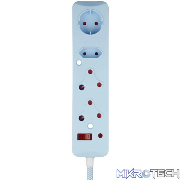 1 SWITCHED 4 Way Medium Surge Protected Multiplug 0.5M Blue - Image 1