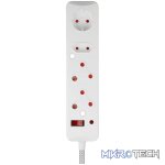 SWITCHED 4 Way Surge Protected Multiplug 3M White