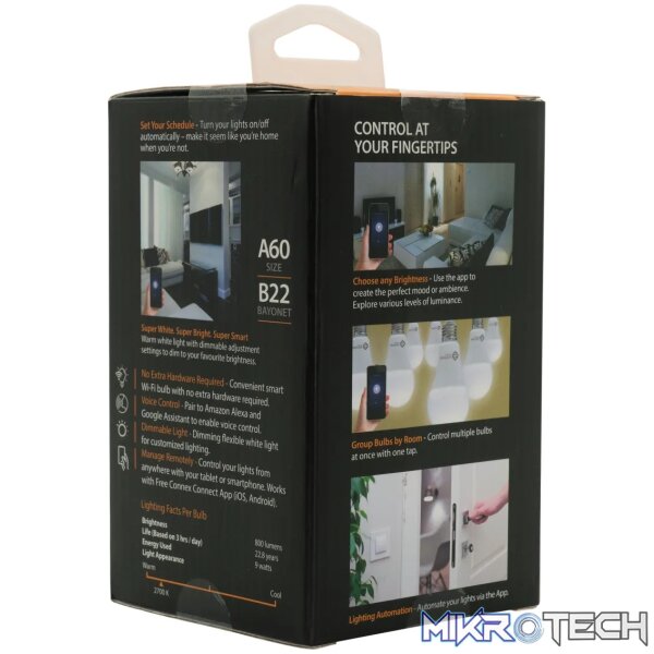 Smart WiFi Bulb 9W LED Warm White Bayonet - Image 9