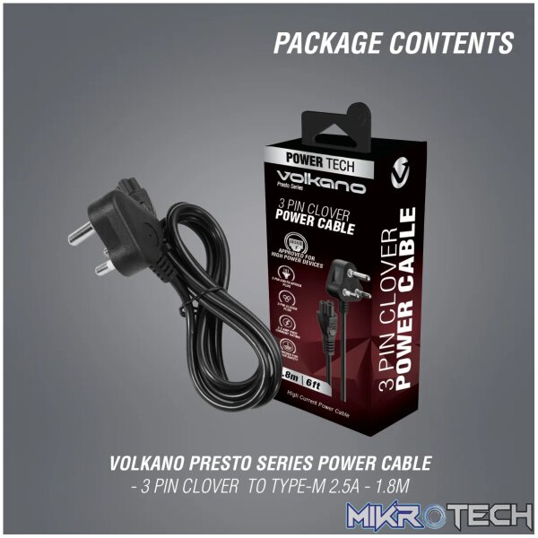 Power Cable 3 pin Clover  to Type-M 1.8m 2.5A - black - Image 10
