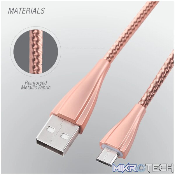 Volkano Fashion series cable Micro USB 1.8m - Rose Gold - Image 2