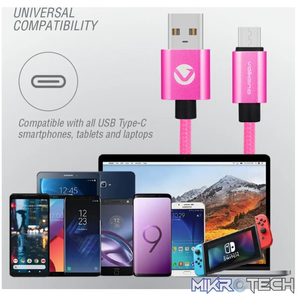 Volkano Fashion series cable Type-C 1.8m - Lumo - Pink - Image 2