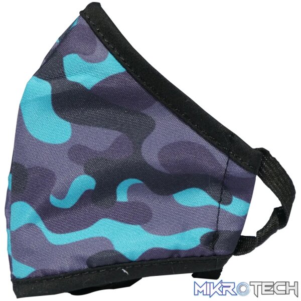 Anti-Microbial Printed Mask Boys Cammo - Blue/Grey - Image 2