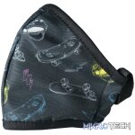 Anti-Microbial Printed Mask Boys Skater - Black - Image 4