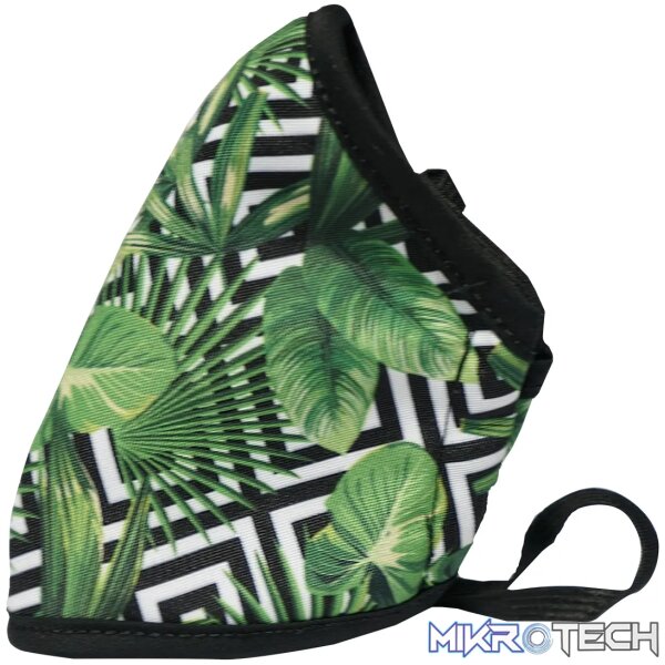 Anti-Microbial Printed Mask Ladies Leaves - Green - Image 3