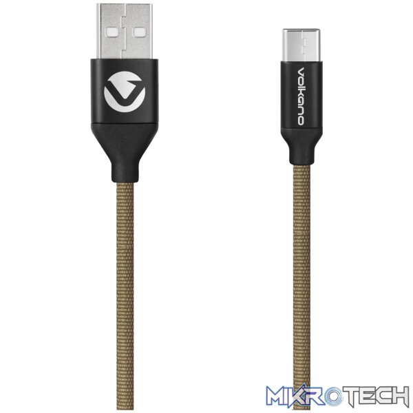 Volkano Weave Series Micro USB Cable - Army Green - Image 2