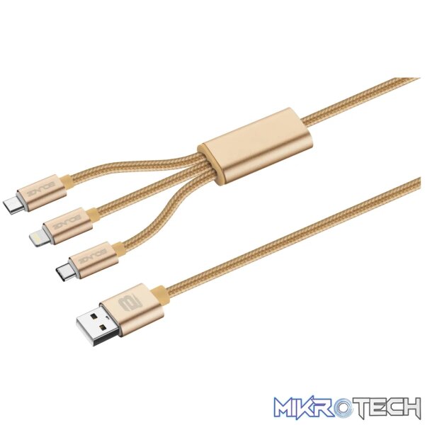 Bounce Cord Series 3 in 1 Charge cable - Gold - Image 2