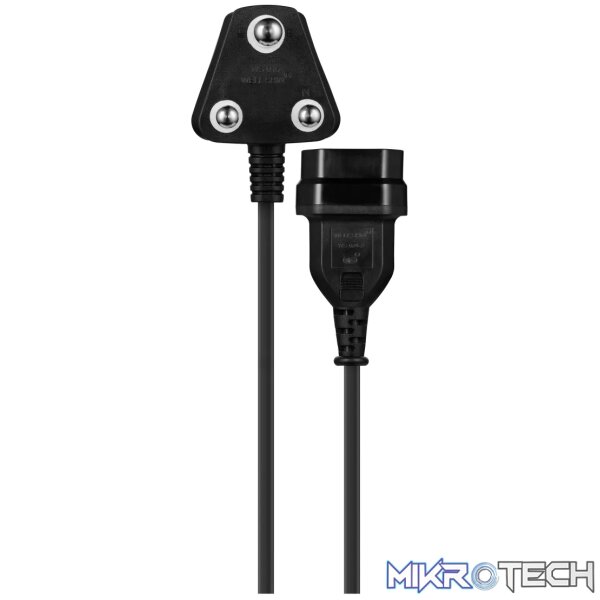 Easy Cable Extender SA 3Pin to 2Pin Euro Socket 2M - Black - Image 2
