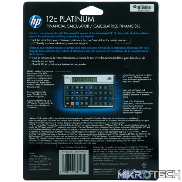 HP 12C Platinum - (Algebraic or RPN) Financial Calculator - Image 2