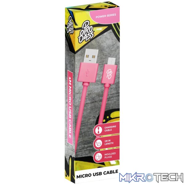 Power series Micro USB Cable- Pink - Image 2