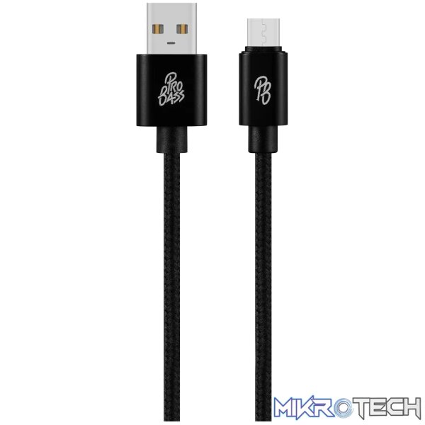 Pro Bass Braided series Micro USB cable black 1.5m - Image 2