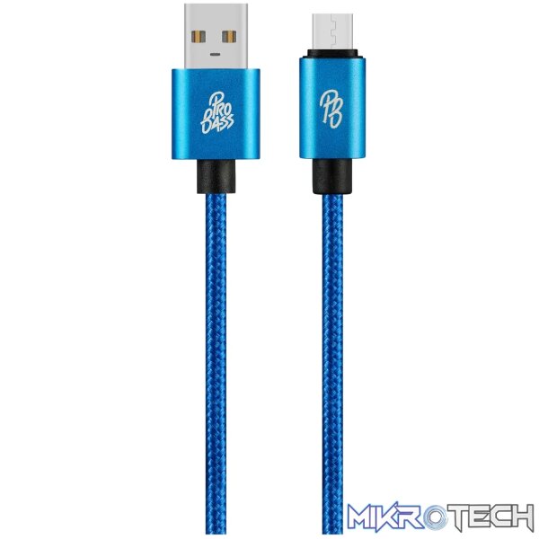 Pro Bass Braided series Micro USB cable blue 1.5m - Image 2