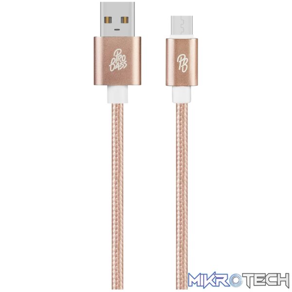 Pro Bass Braided series Micro USB cable pastel pink 1.5m - Image 2