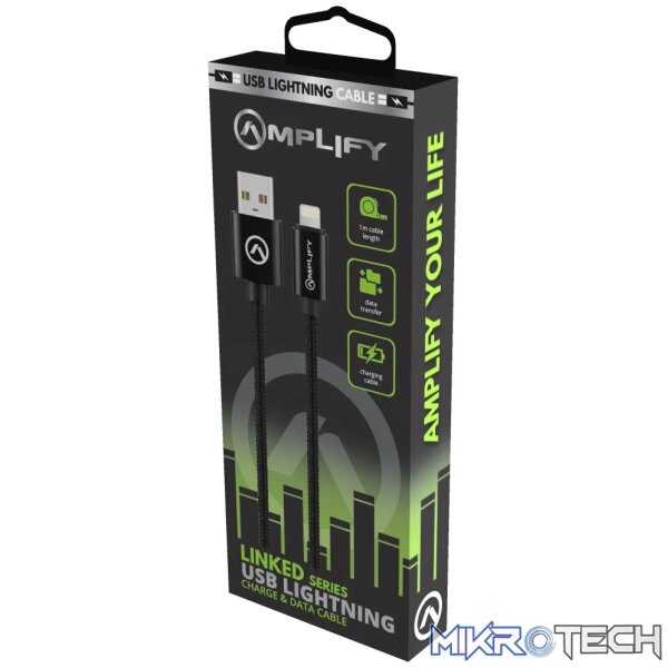 Amplify Linked series USB to Lightning braided cable Blck 1M - Image 2