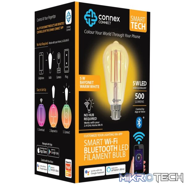 Smart WiFi Bulb 5W LED Amber Filament Vintage Bayonet - Image 2