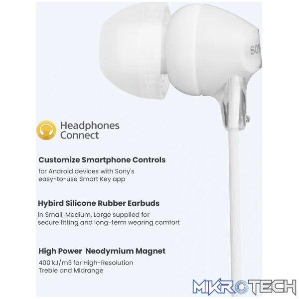 2 Sony MDR-EX15AP (White) InEar Earphone with Mic for iPhone - Image 1