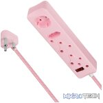 SWITCHED 4 Way Surge Protected Multiplug 3M Pink - Image 2