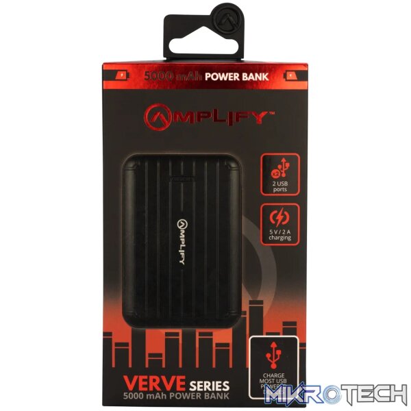 Amplify Verve 5,000 mAh Powerbank - Black - Image 2
