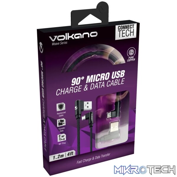 Volkano Weave Series 90" Micro USB Cable - Black - Image 2