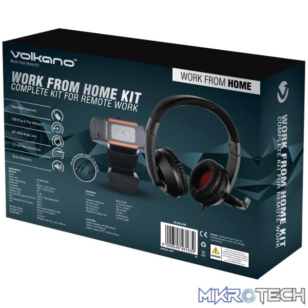 Volkano Work from Home Kit, 720 Webcam, Headset - Image 3