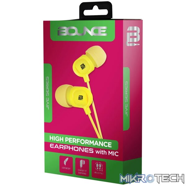 3 Bounce Jive Series Earphones - Yellow - Image 1