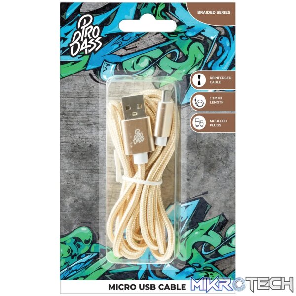 Braided series 1.8m Micro USB cable  - gold - Image 3