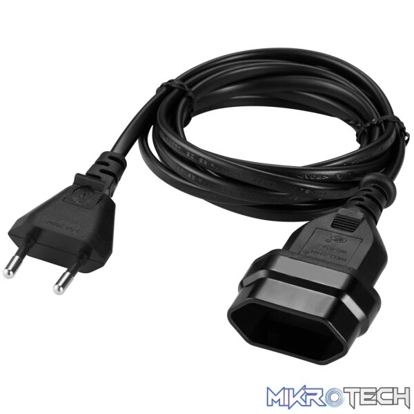 Easy Cable Extender 2Pin Euro to 2Pin Euro Socket 2M - Black - Image 3