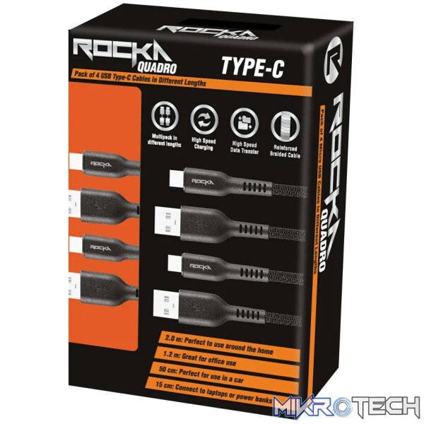 Rocka Quadro series Type-C 4 Pack Cables - Image 3