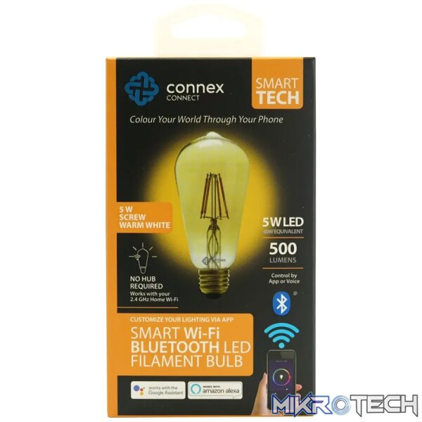 Smart WiFi Bulb 5W LED Amber Filament Vintage Screw - Image 3