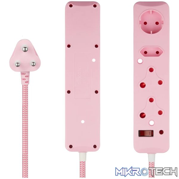 SWITCHED 4 Way Medium Surge Protected Multiplug 0.5M Pink - Image 3