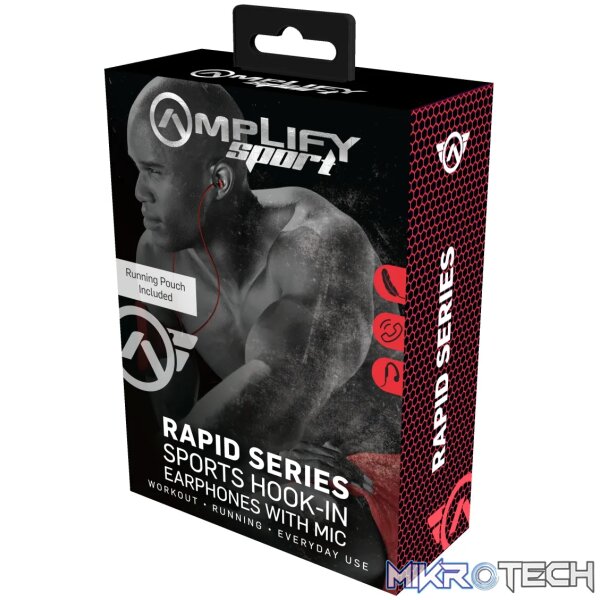 Amplify Sport Rapid series earbuds with pouch - Black/Red - Image 3
