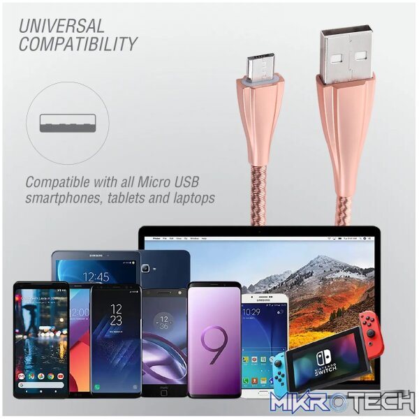 Volkano Fashion series cable Micro USB 1.8m - Rose Gold - Image 3